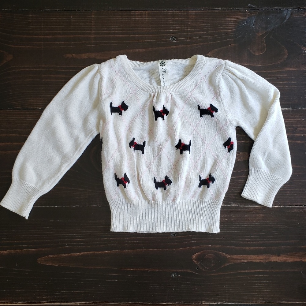 Toddler White Scotty Dog Sweater
